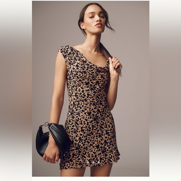 NWT Reformation Asymmetrical Leopard Print Dress - Picture 1 of 8